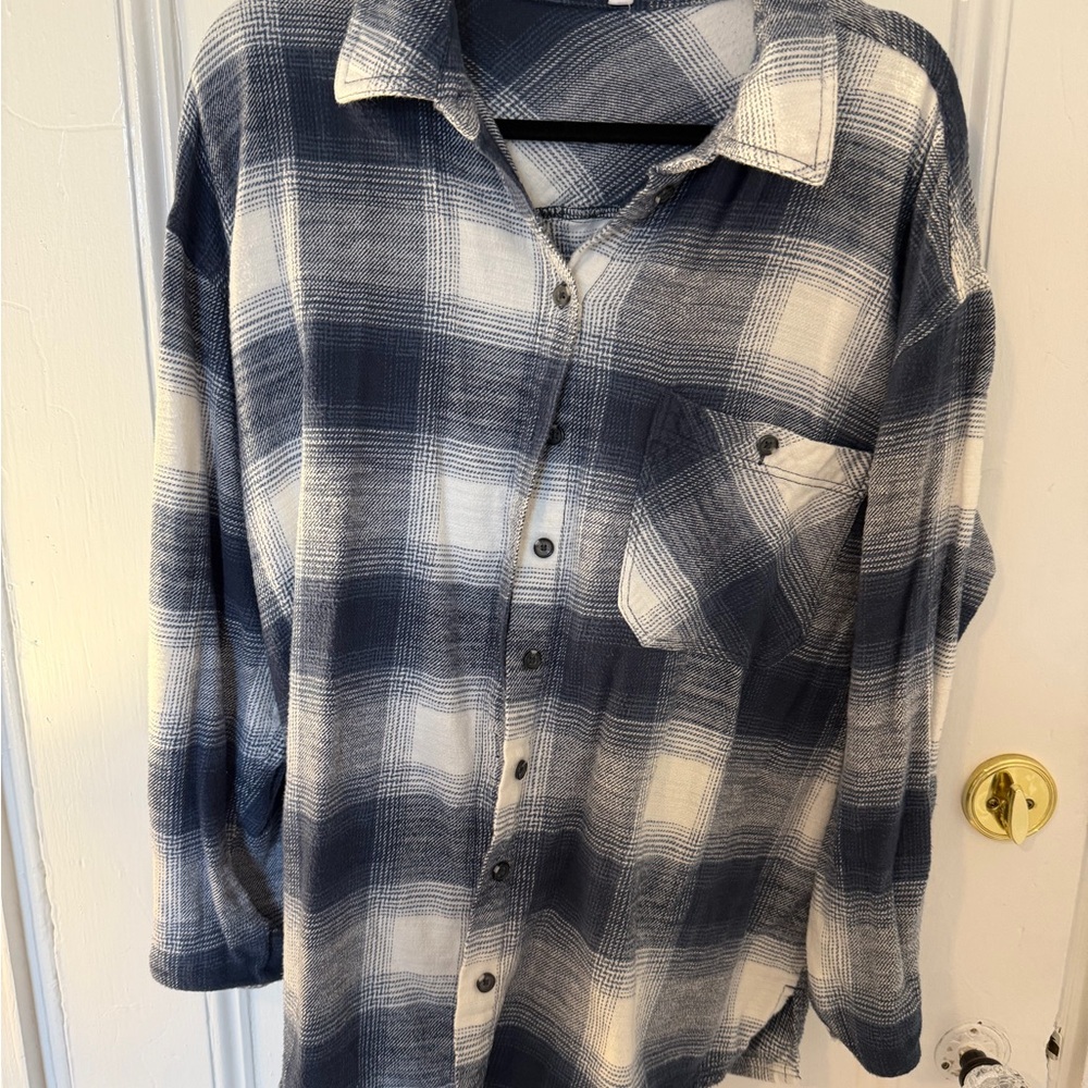 Garage Navy and White Checkered Shirt